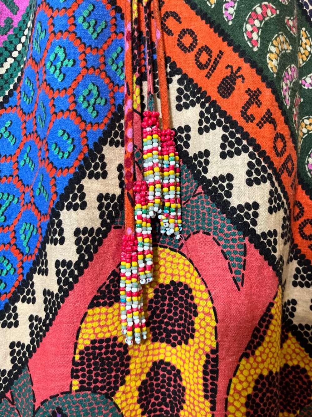 Farm Rio Dotted Patch Scarf Midi Dress Amazonia Tropicool Resort Collection - Picture 10 of 15